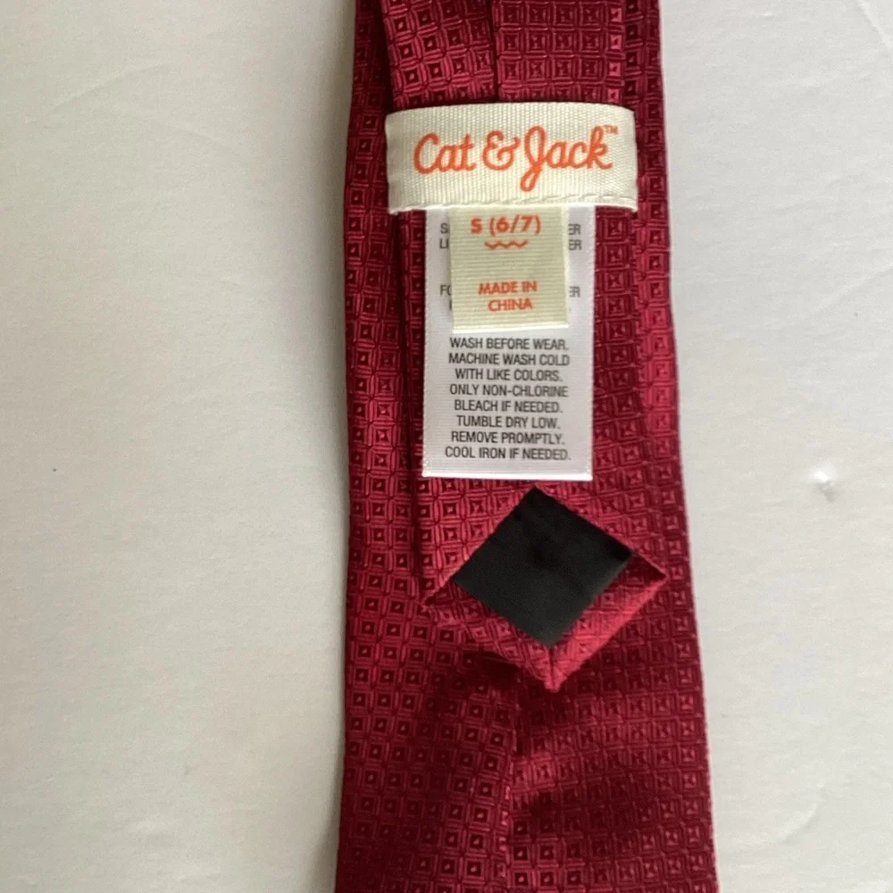 Junkie Tie: Red Textured Clip-On Tie with Gold, Pearl & Crystal Pins